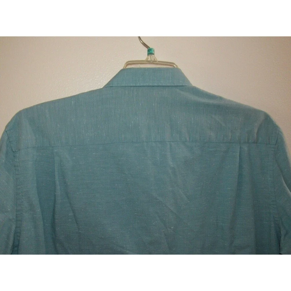 Van Heusen Shirt Mens L Green Heathered Long Sleeve Button Up 16 16.5 Contrast